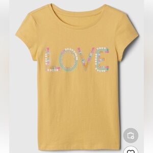 GAP Kids Yellow Tee with Colorful LOVE Design